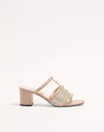 Valentino Rockstud Calfskin Slide Sandal With Strass Embroidery 60Mm